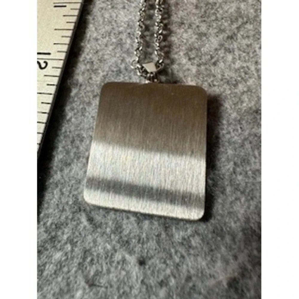 Samurai Warrior Engraved Dog Tag Pendant Necklace Silver Tone 24 Inch Chain